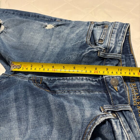 American Eagle Next Level Flex Slim Jeans Mens 34x34 Blue Distressed Stretch - Picture 12 of 14